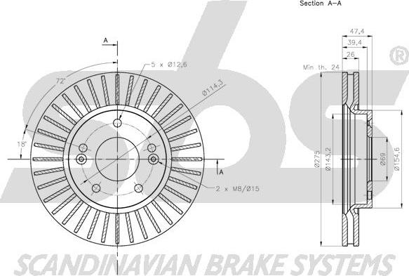 SBS 1815313449 - Гальмівний диск autocars.com.ua