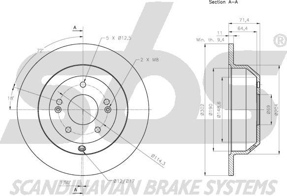 SBS 1815203534 - Гальмівний диск autocars.com.ua