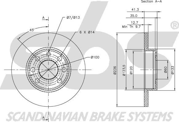 SBS 1815203606 - Гальмівний диск autocars.com.ua