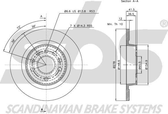 SBS 1815203646 - Гальмівний диск autocars.com.ua