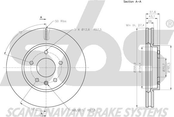 SBS 1815.203666 - Гальмівний диск autocars.com.ua