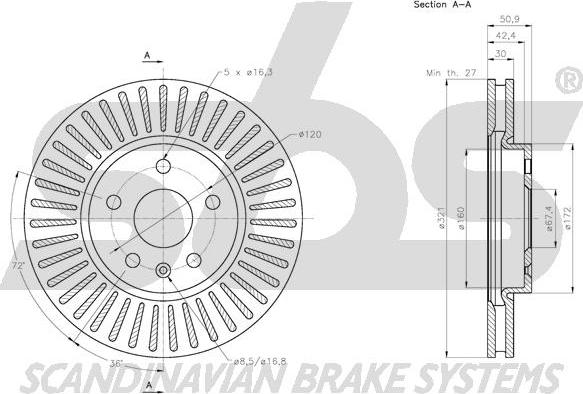 SBS 1815313669 - Гальмівний диск autocars.com.ua