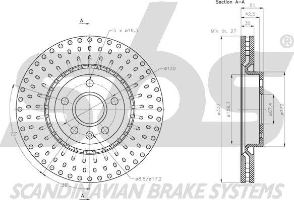 SBS 1815203671 - Гальмівний диск autocars.com.ua