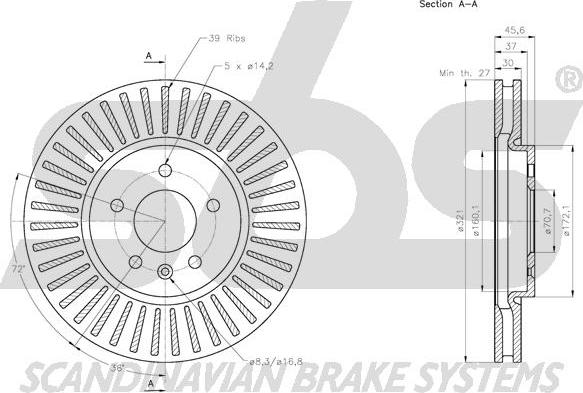 SBS 1815313675 - Гальмівний диск autocars.com.ua