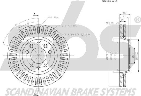 SBS 1815.203735 - Гальмівний диск autocars.com.ua