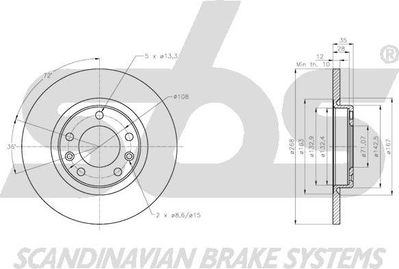 SBS 1815203749 - Гальмівний диск autocars.com.ua