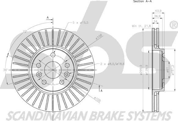 SBS 18153139101 - Гальмівний диск autocars.com.ua