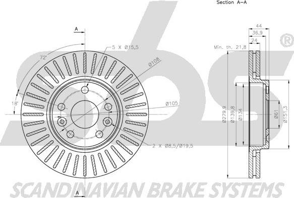 SBS 1815203982 - Гальмівний диск autocars.com.ua