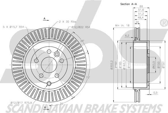 SBS 1815204033 - Гальмівний диск autocars.com.ua