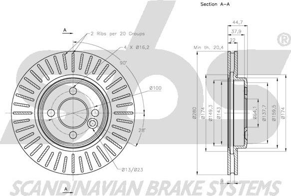 SBS 1815314034 - Гальмівний диск autocars.com.ua