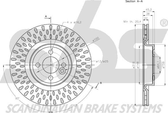 SBS 1815204046 - Гальмівний диск autocars.com.ua