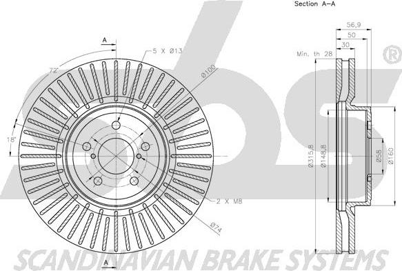 SBS 1815.204419 - Гальмівний диск autocars.com.ua