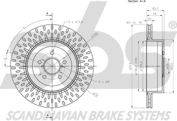 SBS 1815204423 - Гальмівний диск autocars.com.ua