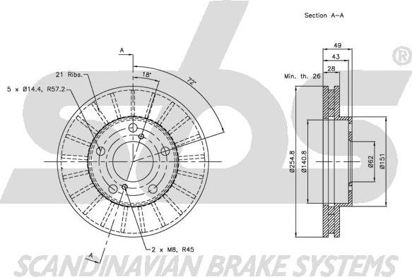 SBS 1815204547 - Тормозной диск autodnr.net