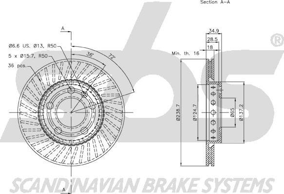 SBS 18153147101 - Гальмівний диск autocars.com.ua