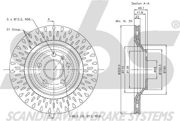 SBS 18152047110 - Тормозной диск autodnr.net