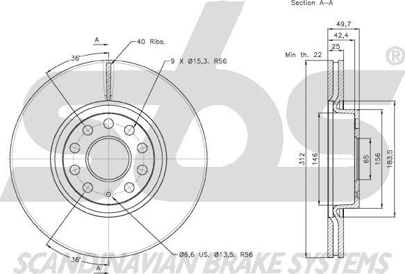 SBS 18152047115 - Гальмівний диск autocars.com.ua