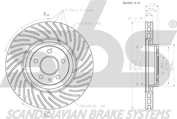 SBS 1815.2047128 - Гальмівний диск autocars.com.ua