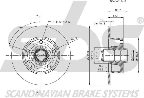 SBS 1815314757 - Гальмівний диск autocars.com.ua