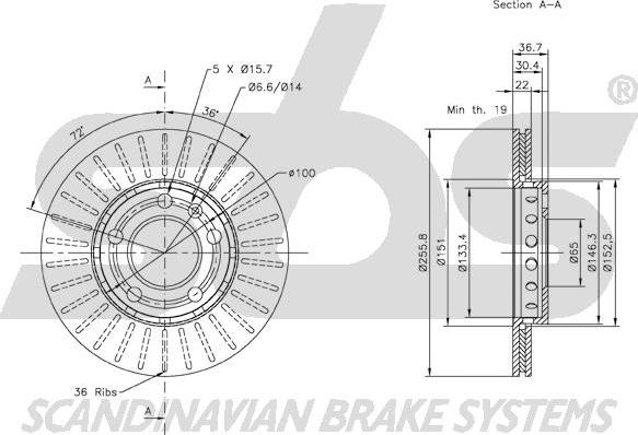 SBS 1815204758 - Гальмівний диск autocars.com.ua