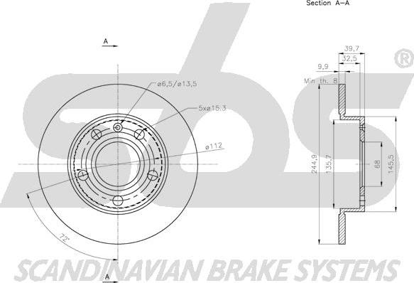 SBS 1815204778 - Гальмівний диск autocars.com.ua