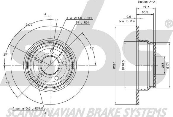 SBS 1815204833 - Гальмівний диск autocars.com.ua