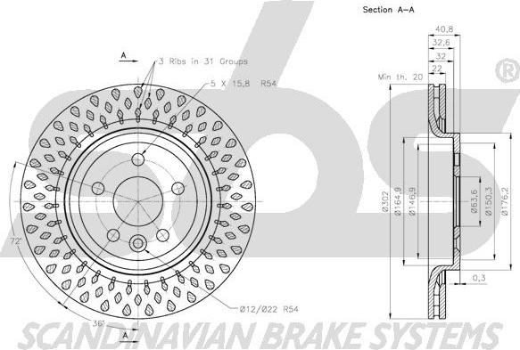 SBS 1815204858 - Гальмівний диск autocars.com.ua