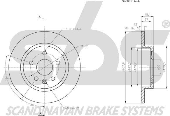 SBS 1815315014 - Гальмівний диск autocars.com.ua