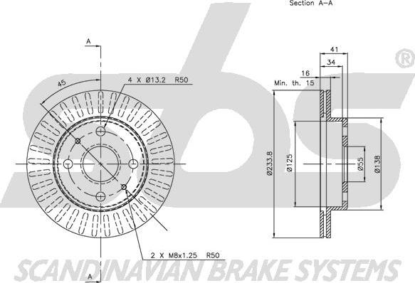 SBS 1815205111 - Гальмівний диск autocars.com.ua