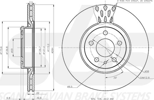 SBS 1815312372 - Гальмівний диск autocars.com.ua