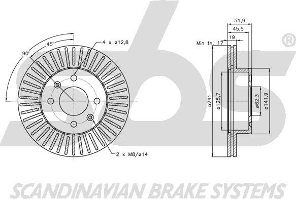 SBS 1815313409 - Гальмівний диск autocars.com.ua