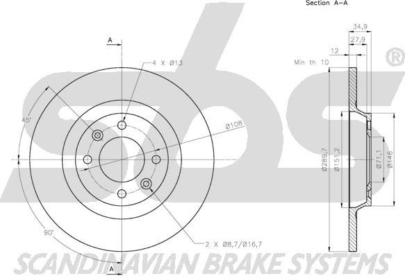 SBS 1815313743 - Гальмівний диск autocars.com.ua