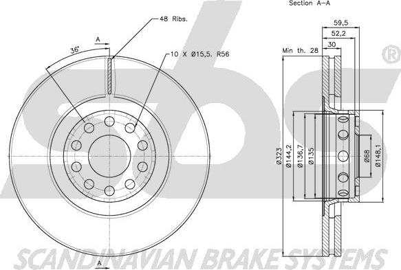 SBS 1815314791 - Гальмівний диск autocars.com.ua