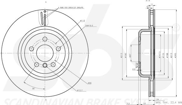 SBS 18153415116 - Гальмівний диск autocars.com.ua