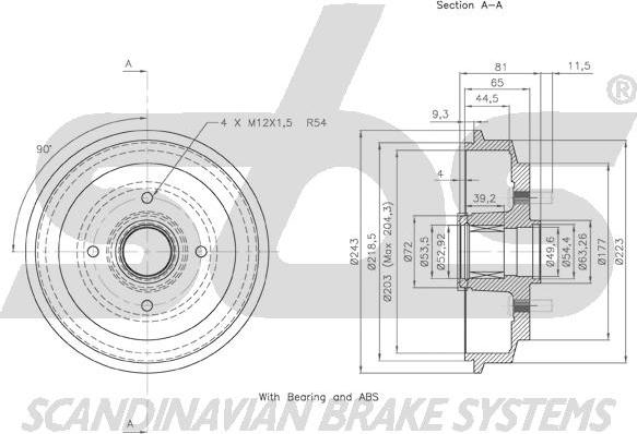 SBS 1825252546 - Тормозной барабан avtokuzovplus.com.ua