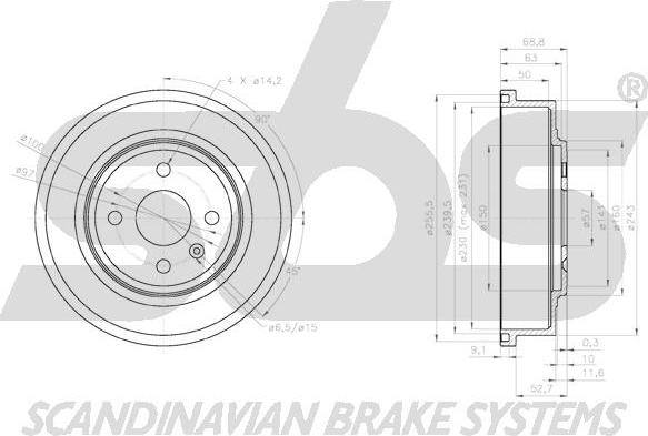 SBS 1825253626 - Гальмівний барабан autocars.com.ua