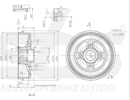 SBS 1825253936 - Гальмівний барабан autocars.com.ua