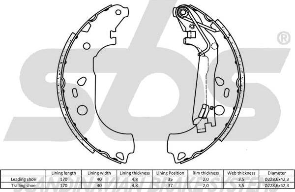 SBS 1849.2719758 - Комплект тормозных колодок, барабанные autodnr.net