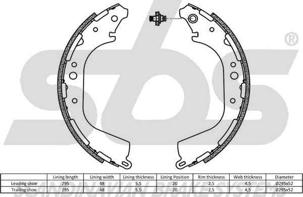 SBS 18492722564 - Комплект тормозных колодок, барабанные avtokuzovplus.com.ua