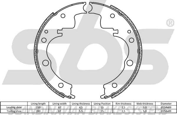 SBS 18492723436 - Комплект гальм, барабанний механізм autocars.com.ua