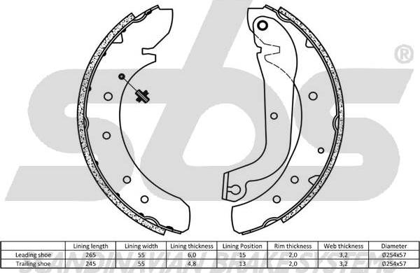 SBS 18492723480 - Комплект тормозных колодок, барабанные avtokuzovplus.com.ua