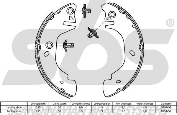 SBS 18492725570 - Комплект гальм, барабанний механізм autocars.com.ua