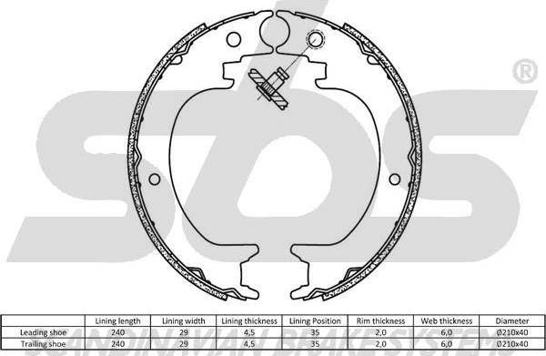 SBS 18492730824 - Комплект тормозов, ручник, парковка avtokuzovplus.com.ua