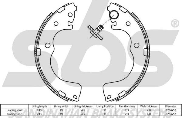 SBS 18492732661 - Комплект тормозных колодок, барабанные avtokuzovplus.com.ua