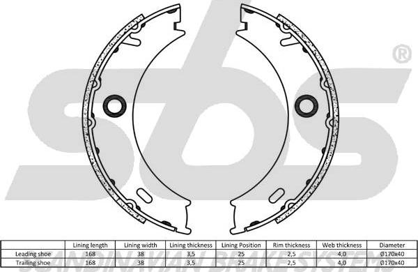 SBS 18492733678 - Комплект гальм, ручник, парковка autocars.com.ua