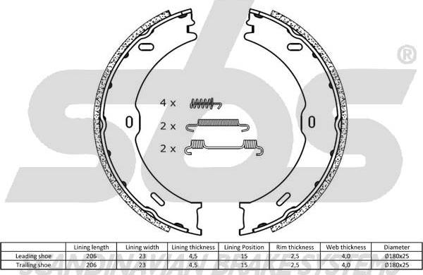 SBS 1849.2733782 - Комплект гальм, ручник, парковка autocars.com.ua