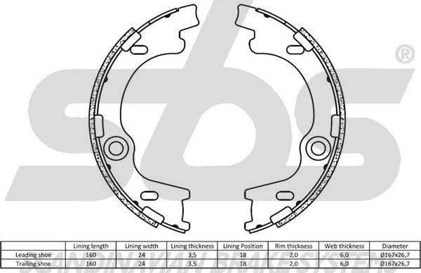 SBS 1849.2734790 - Комплект тормозов, ручник, парковка autodnr.net