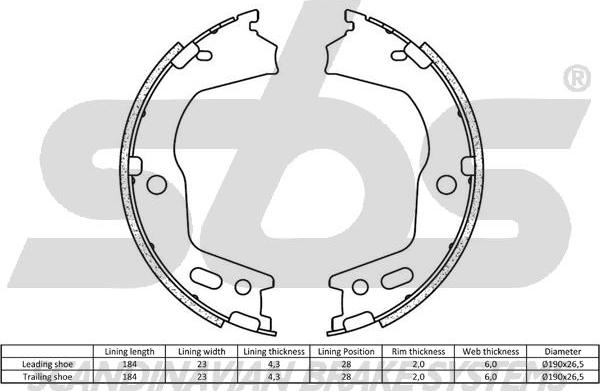 SBS 18492734851 - Комплект тормозов, ручник, парковка avtokuzovplus.com.ua