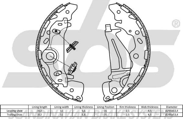 SBS 18492735811 - Комплект тормозных колодок, барабанные avtokuzovplus.com.ua