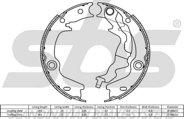 SBS 18492735817 - Комплект тормозных колодок, барабанные avtokuzovplus.com.ua
